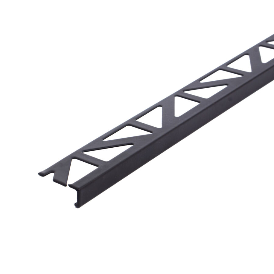 Schwarze matte Aluminium Winkelprofil Leiste in diagonaler Ansicht